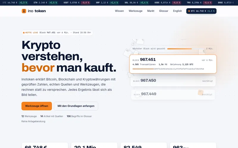 Homepage of inotoken