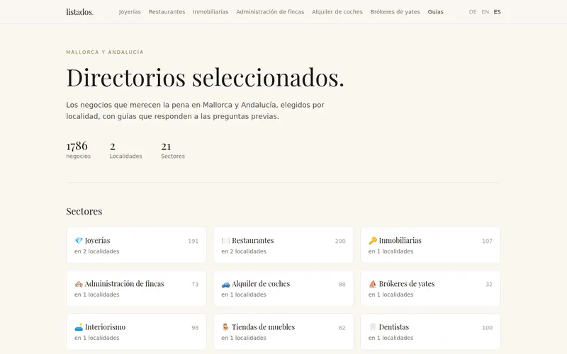 Portada de listados