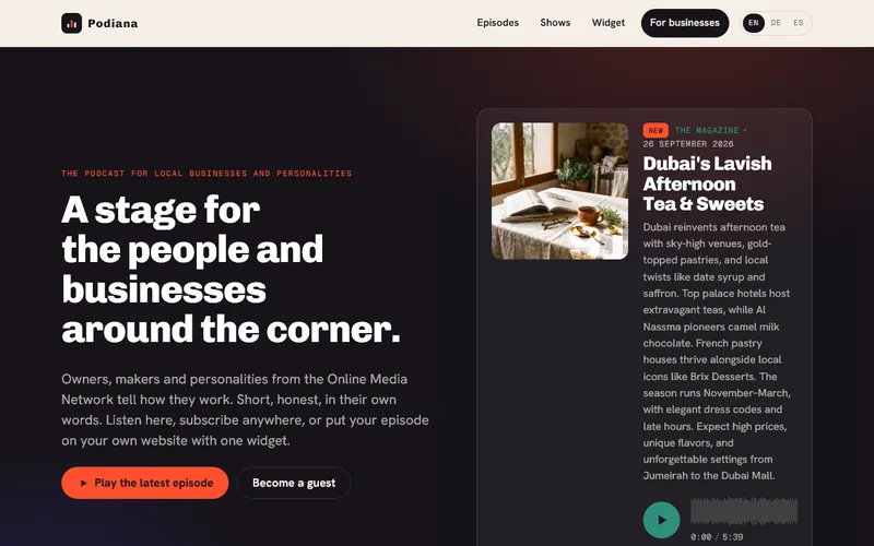 Home page of podiana